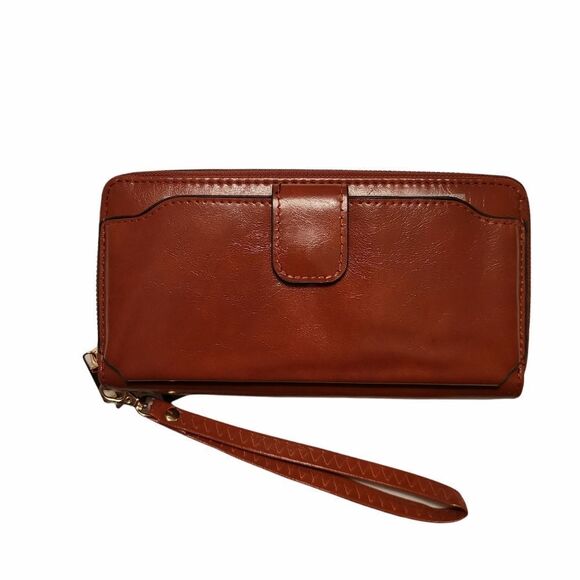 Brown Wristlet Wallet With Phone Holder - Picture 1 of 7